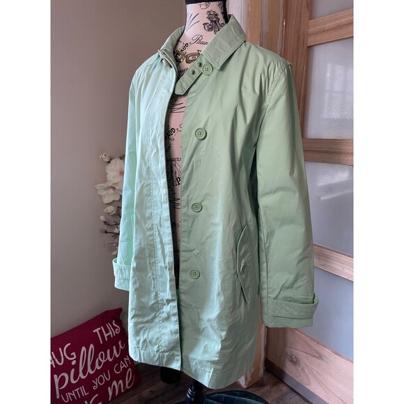 Vintage Y2K GAP Trench Coat A-line Straight Collared Sz Small Mint Green - Picture 1 of 8